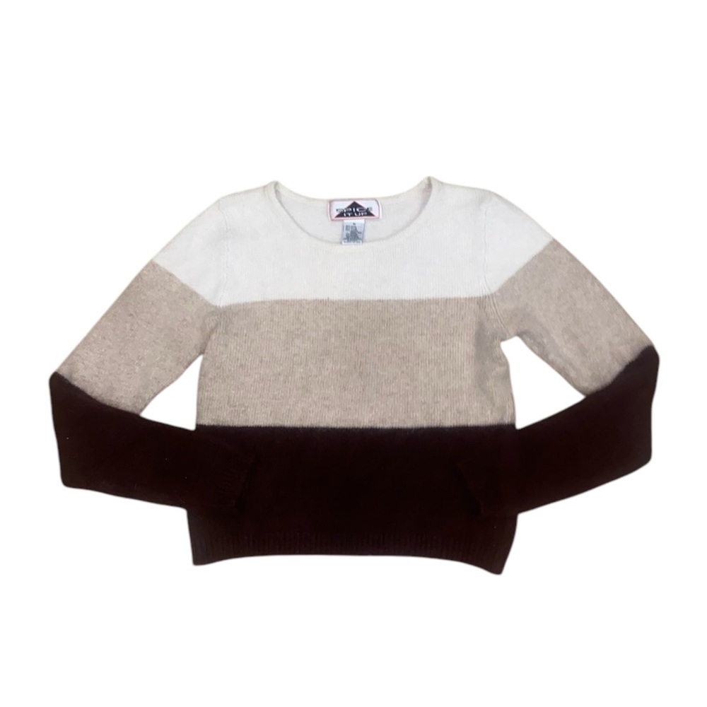 vintage angora rabbit hair blend striped cropped sweater